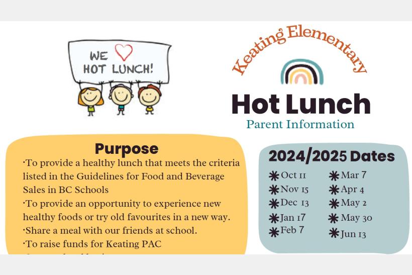 Keating PAC Hot Lunch Information Keating Elementary